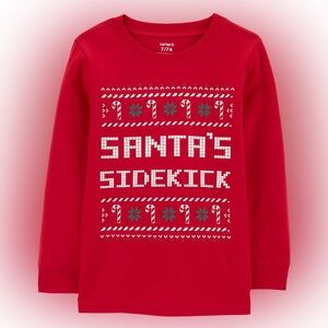NEW Carter’s Little Kids Boys 6 6a Santa’s Helper Christmas Long Sleeve T-Shirt
